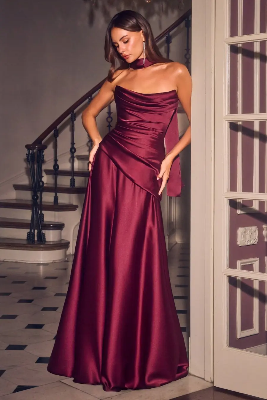 Draped Satin Gown, style 7432