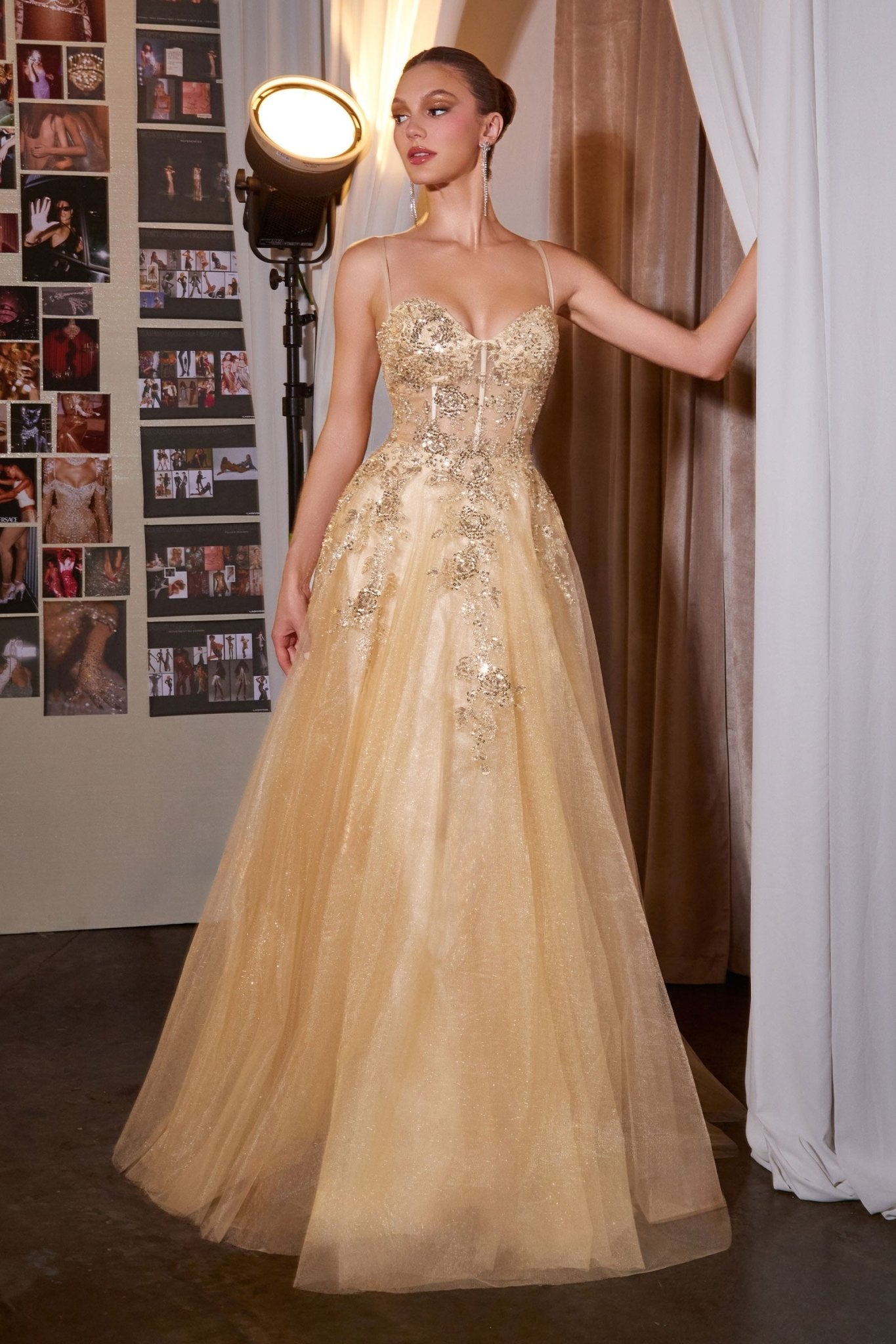 A-Line Gown in Gold, view 3
