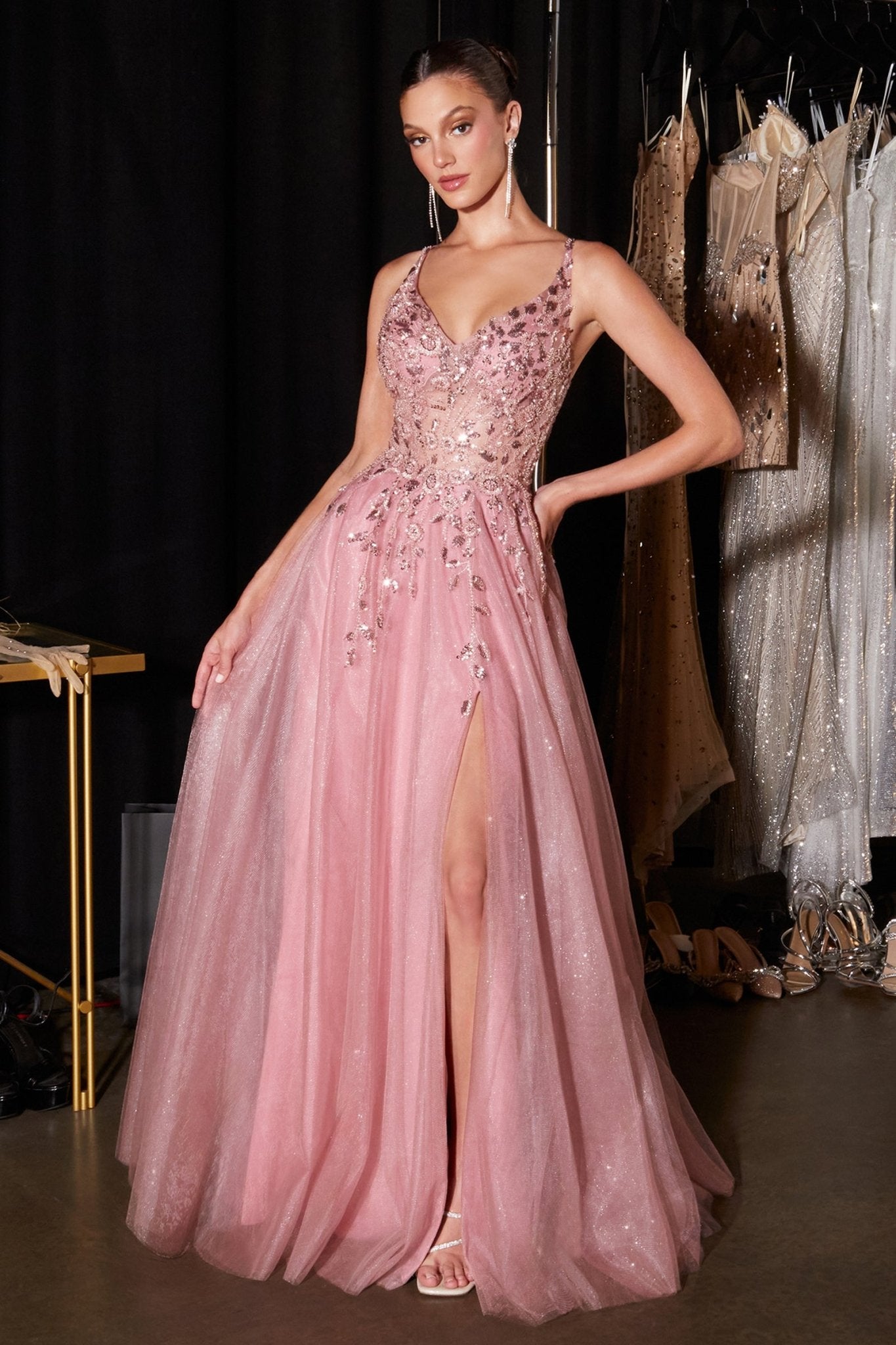 A-Line Gown in Black Nude, view 3