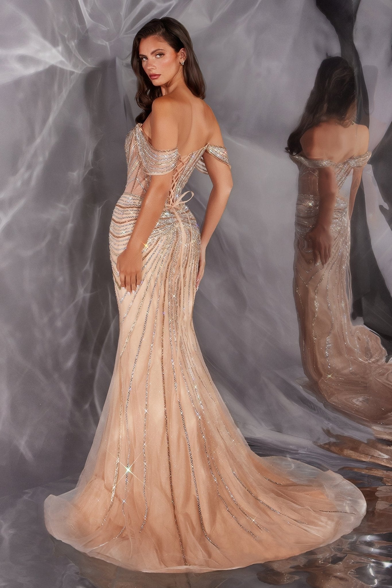 Mermaid Gown in Gold, view 2
