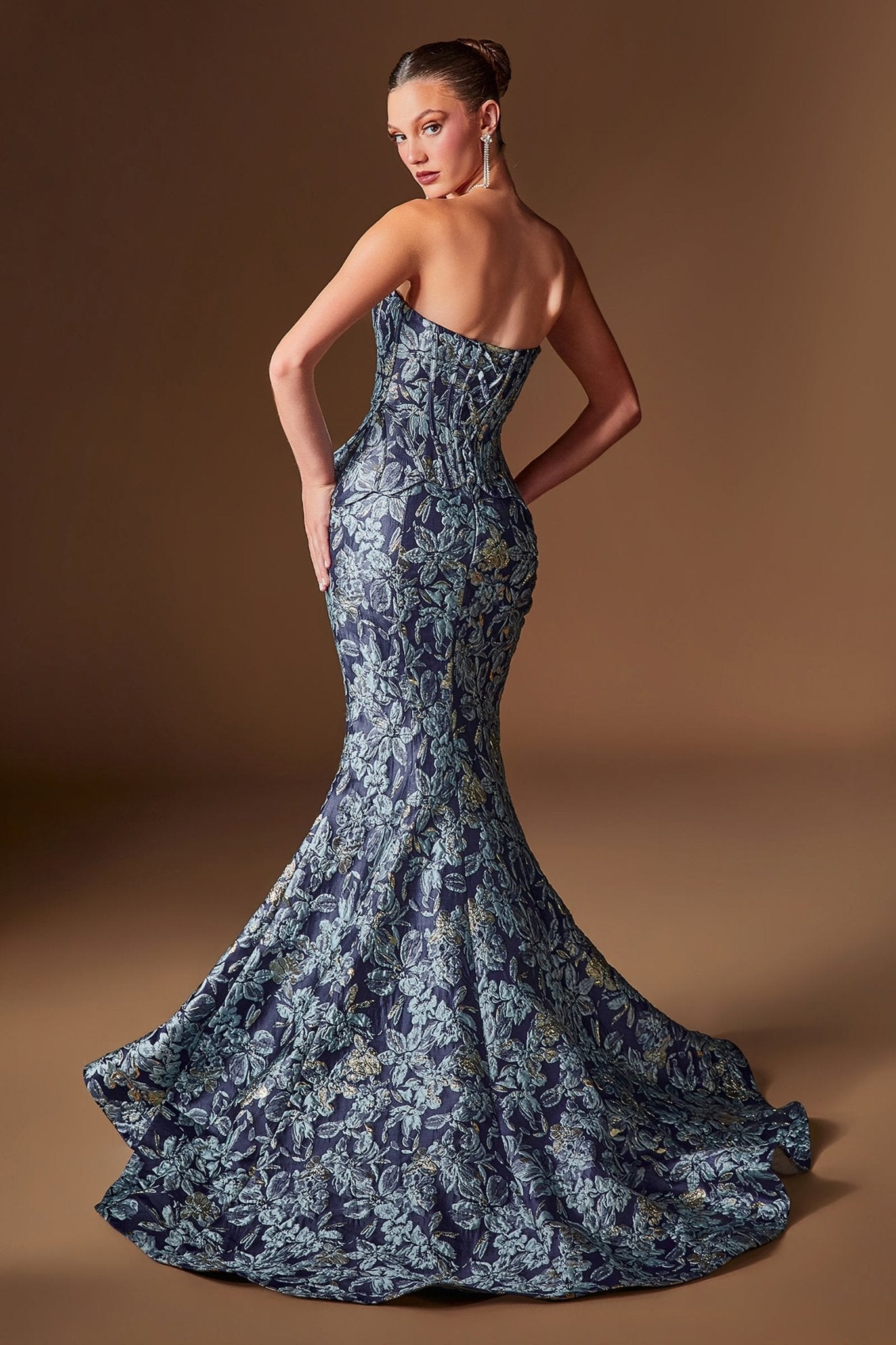 Mermaid Gown in Navy, view 2