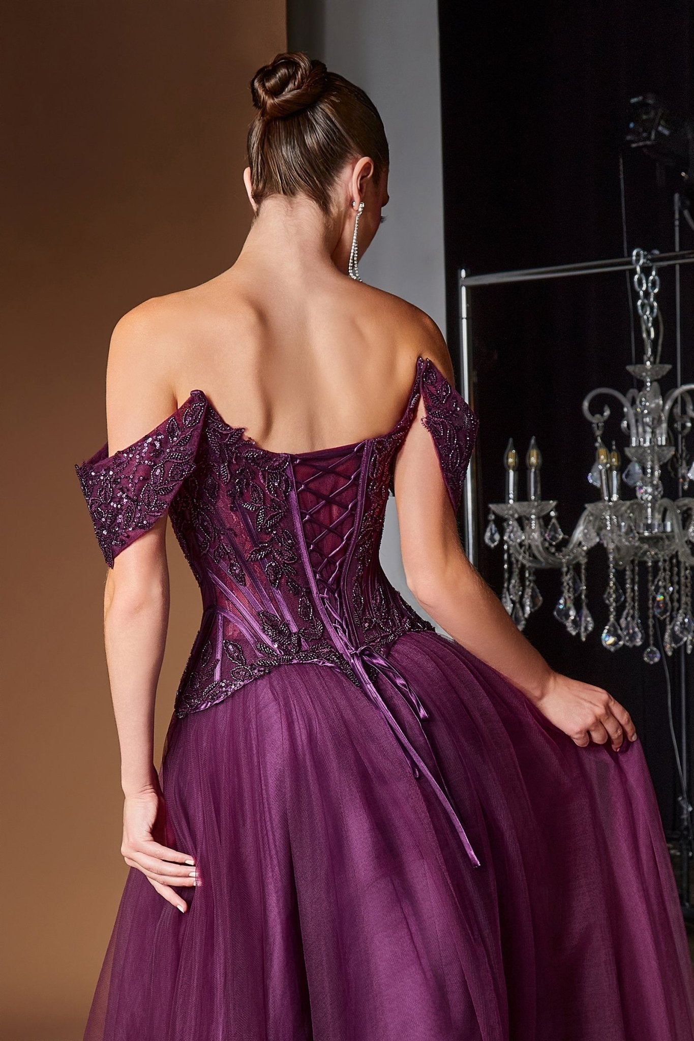 A-Line Gown in Eggplant, view 2