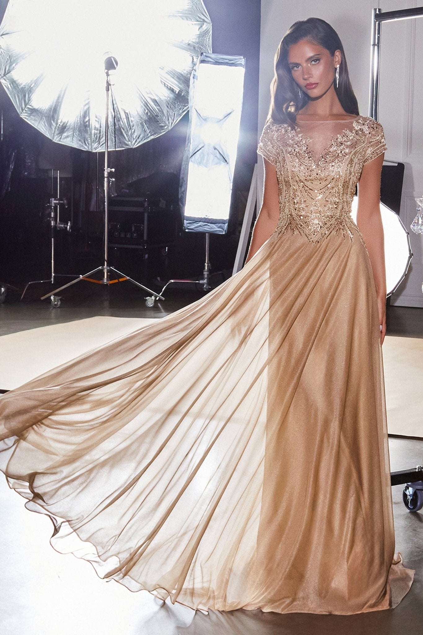 A-Line Gown in Gold, view 3