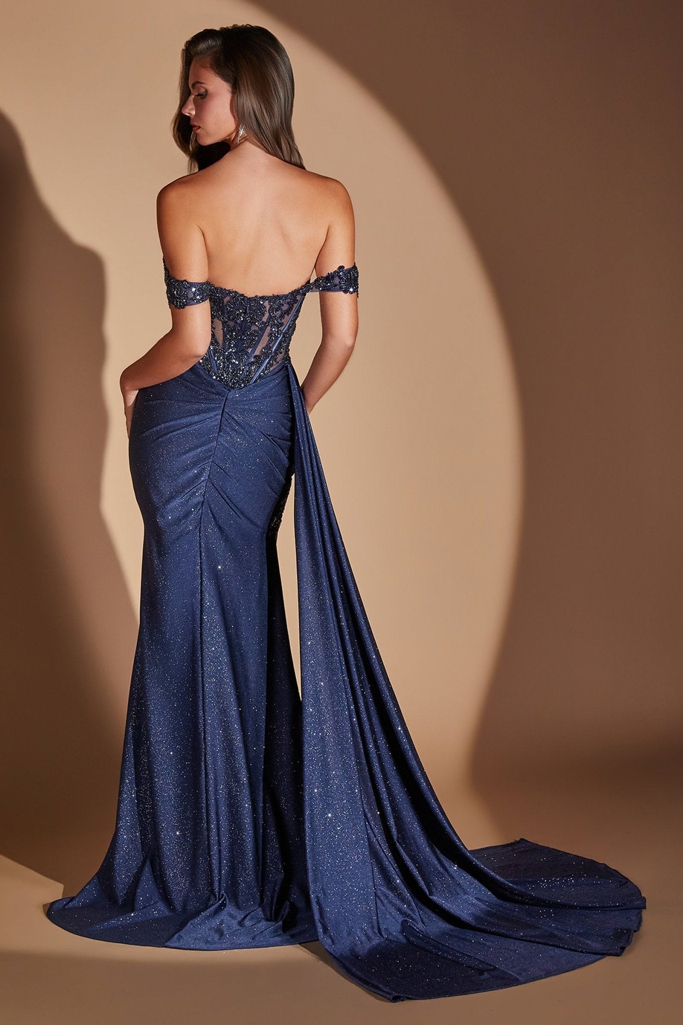 Embellished Strap Gown in Black, view 3