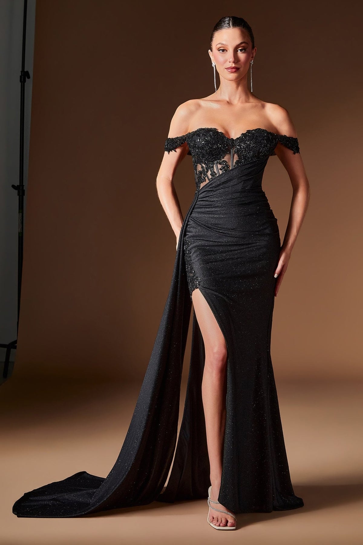 Embellished Strap Gown, style J914